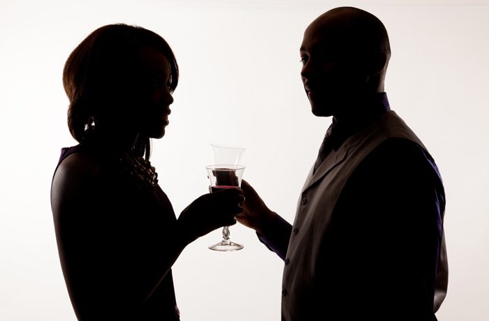 couple drinking wine - silhouette
