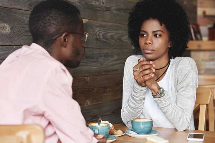 How to Talk to a New Partner about Your Addiction, Dating In Early Recovery, Relationships After Addiction, young African American couple talking